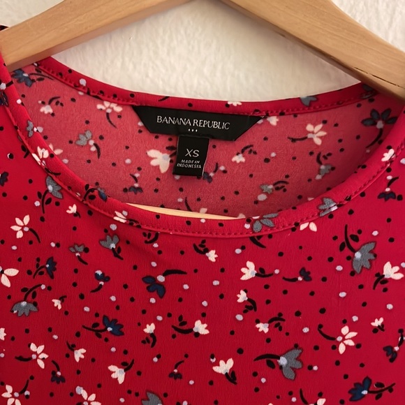 Banana Republic Floral Red Belted Fit-and-flare Dress Sz XS - Picture 7 of 8